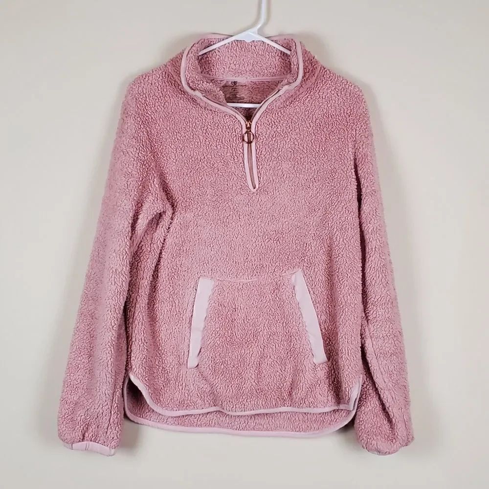 Adrienne Vittadini Sport Pink Sherpa All Day Wear Pullover